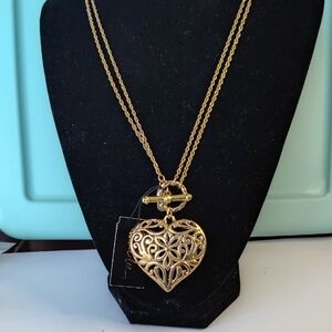 Cookie Lee Gold Filigree Heart Necklace